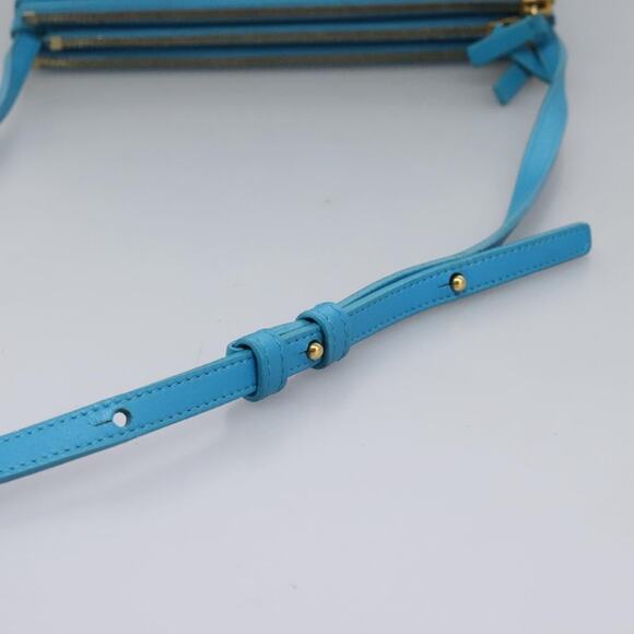 CELINE Trio Small Shoulder Bag Leather Blue Gold - Picture 8 of 13